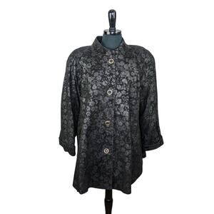 Vintage 80s Bally Floral Black Suede Leather Coat Whimsygoth New Wave